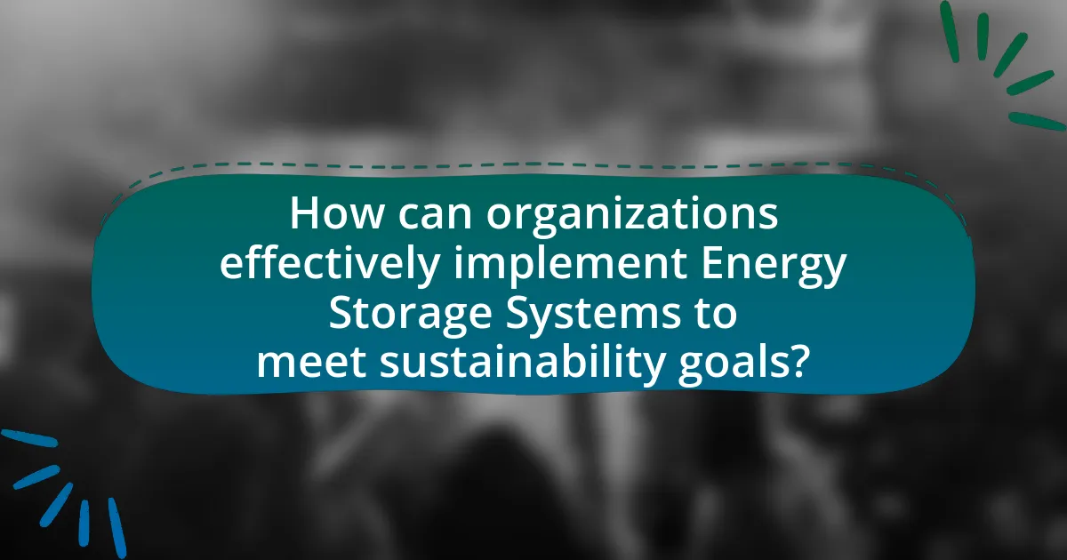 How can organizations effectively implement Energy Storage Systems to meet sustainability goals?