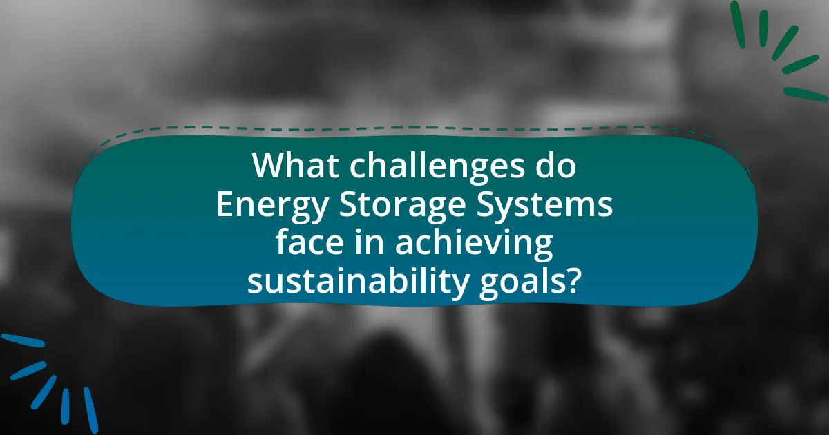 What challenges do Energy Storage Systems face in achieving sustainability goals?